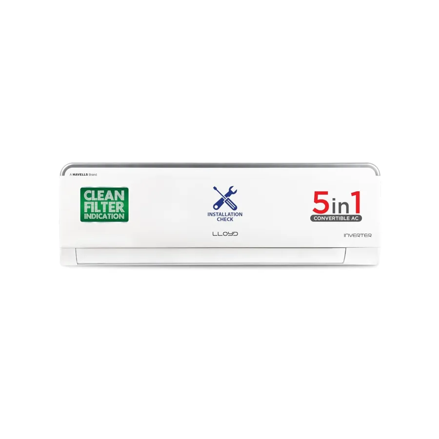 Lloyd 0.8 ton 3 star inverter split AC indoor unit with 5 in 1 convertible branding