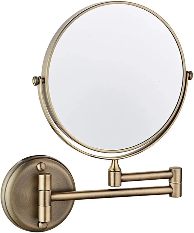 Brass finish Plantex wall-mounted two-sided 360 degree swivel bathroom mirror